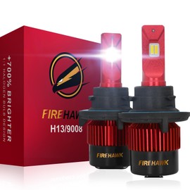 Firehawk 2026 New H13/9008 LED Bulbs 50000LM 700% Brighter 6000K Cool White Japanese Chips IP68 Waterproof Fog Light, Pack of 2