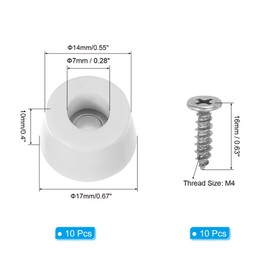 PATIKIL Cutting Board Feet, 10 Pcs Non Slip Rubber Feet Bumpers Round Cutting Board Legs Pad with Stainless Screws for Furniture Kitchen Appliances, White (0.67" W x 0.39" H)