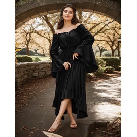 Renaissance Dress Women Medieval Costume Victorian Dresses Peasant Gothic Dress Black