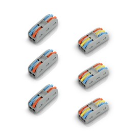 Shopcorp Lever Wire Connectors – Wire Splice Nuts - Electrical Connectors Kit with Colored Code - Quick Splice Wiring - 32A/250V - 4 & 6 Poles - 28-12 AWG (100 Units)