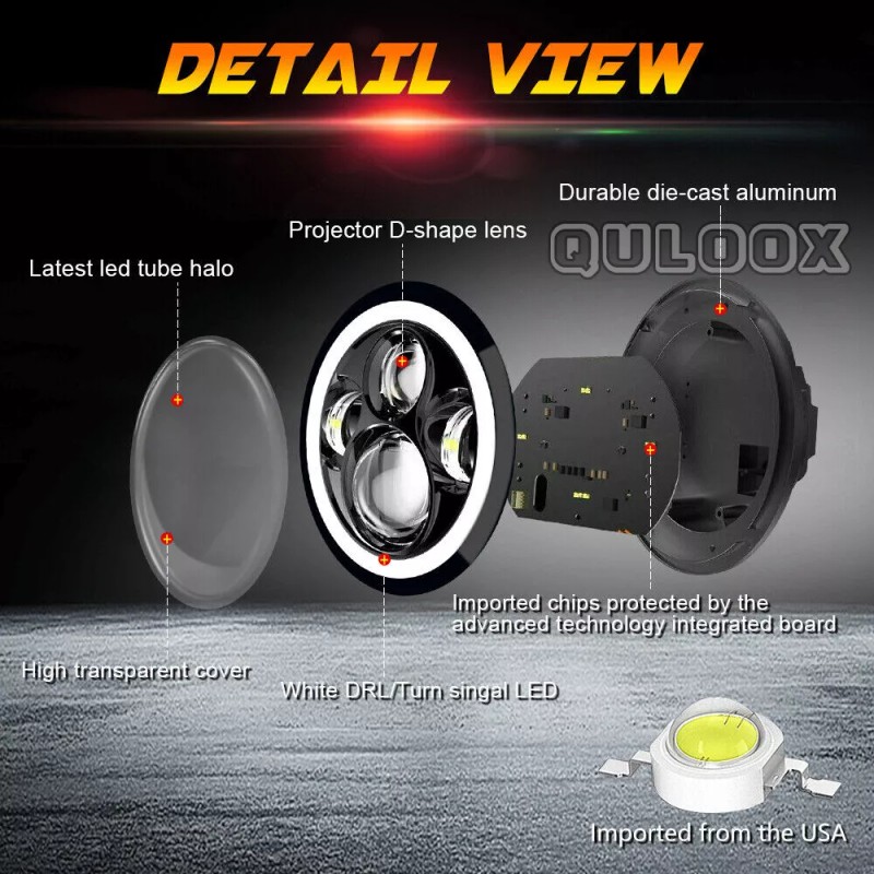 QULOOX Pair 7" Projector LED Headlights fit Ford F-100 Pickup