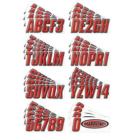 Hardline Products Series 800 Factory Matched 3-Inch Boat & PWC Registration Number Kit, Red/Black