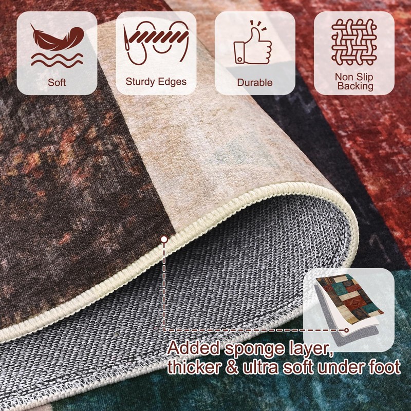 Yinhua Living Room Rug 5x7 Geometric Area Rugs Washable Non