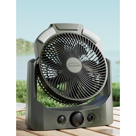 10000 mAh Battery Powered Camping Fan with 4 Timer Modes, 8.5 Inch Desk Fan with LED Lantern and SOS Light, 180° Rotation, Portable Outdoor Travel Office Fans, Quiet, Handle, Adjustable Speed Knob