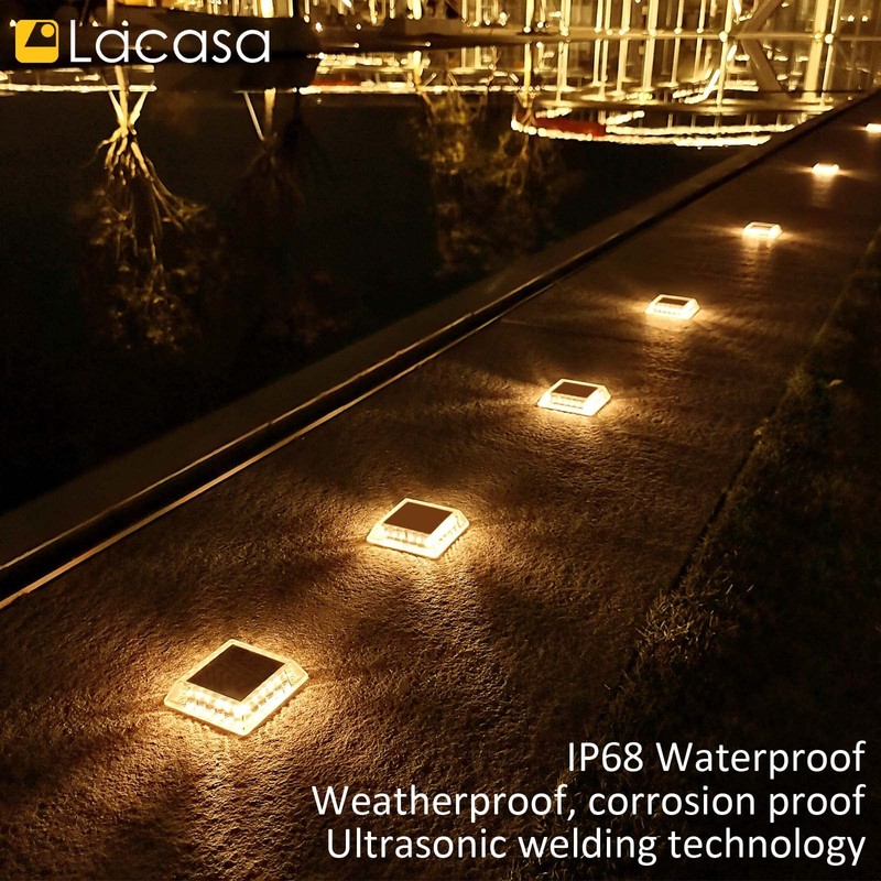 Lacasa Solar Deck Lights, 4 Pack 30LM LED Dock Light