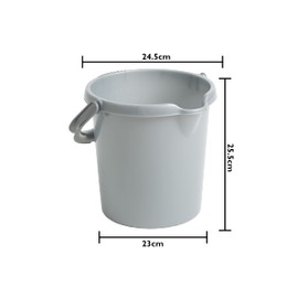 2 x 5L Litre (Silver) High Grade Plastic Multipurpose Storage Bucket with Measuring Scale, Pouring Lip and Easy Grip Plastic Handle - Space Saver, Sturdy, Durable Little Pail Bucket (5L Bucket)