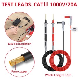 BINTA 27PCS Silicone Multimeter Test Leads Kit with Replaceable Gold-Plated Test Probes 4PCS Alligator Clips Test Hook, Multimeter Leads Kit for Industrial Car Electrical Testing Home CAT Ⅲ 1000V 20A