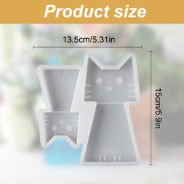 2 Stück Silikonform GießForm Katze, Silikonformen Gießformen Katze, Epoxidharz Formen Katzen, 3D Silikonform Katze Gips Zum GießEn Kerzenform Tiere Formen, für Kunsthandwerk, Kunst Handwer
