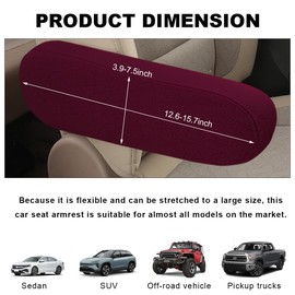 KVAEY 2 PCS Car Front Seat Armrest Covers, Elastic Fabric Stretch Car Seat Armrest Protectors, Soft Front Seat Armrest Cover Replacement, Universal Vehicle Accessories for Cars (Wine Red)