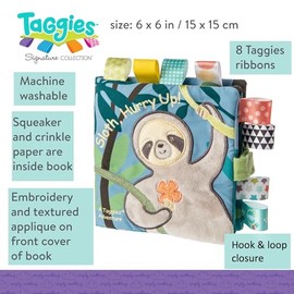 Taggies Touch & Feel - Libro de tela suave con papel arrugado y chirriador, melaza perezoso