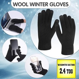 SOCK-TEC Women's Thermal Knitted Touchscreen Gloves 2.4 Tog Heat Rating Fleece Lining Ladies Winter Warm Winterwear