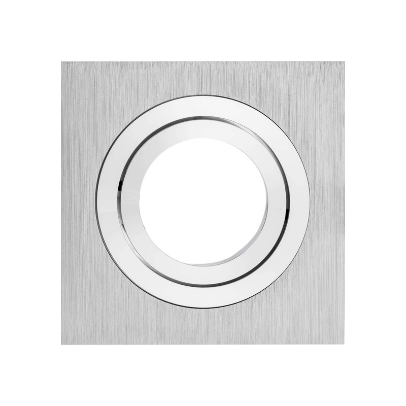 SEBSON Recessed Square Silver Flush Ceiling Light Aluminium/Aluminium/GU10 Socket LED