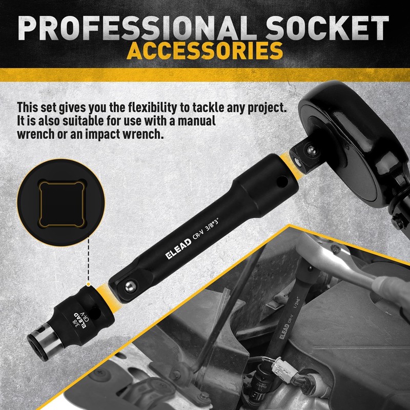 18-Pieces Impact Socket Extension Set: 1/4", 3/8" & 1/2" Drive