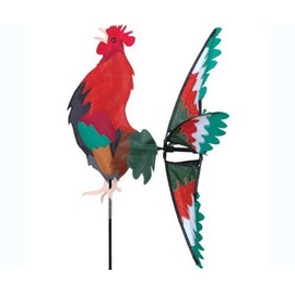 Premier Kites Morning Rooster Spinner - Great Garden Display, Red & Green