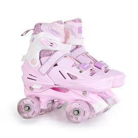 Patines en Paralelo Ajustables, Patines 4 Ruedas Iluminadas para Niños y Principiantes, Patines Infantiles Talla 16-23cm, Ideal para Regalo Cumpleaños Navidad