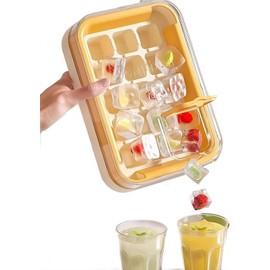 AuziumBandejas de hielo de silicona con tapa de tres colores, 15 compartimentos por caja, anti-olores para nevera, 45 compartimentos flexibles de fácil desprendimiento del hielo