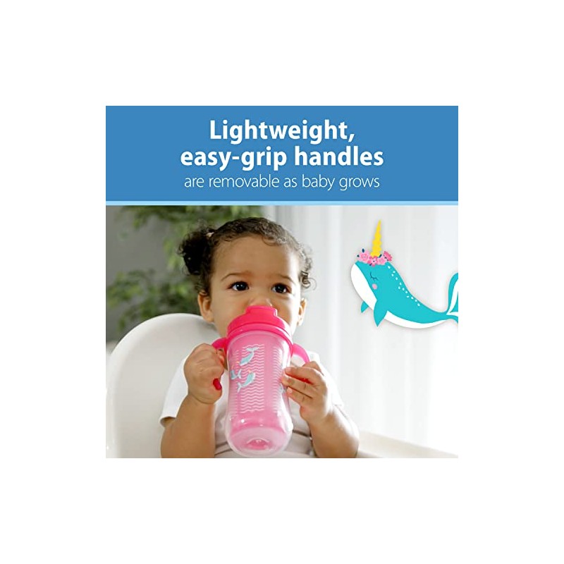 Dr. Brown's Milestones - Taza de paja aislada, color rosa,