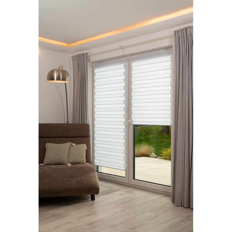 K-home Madrid Klemmfix Double Roller Blind, No Drilling Required, White,