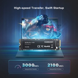 Vansuny 512GB NVMe M.2 Internal Solid State Drive PCle 3.0 TLC NVMe M.2 SSD 3D NAND NVMe M.2 2280 Speed up to 2900/2700MB/s Internal Solid State Hard Drive PCIe SSD