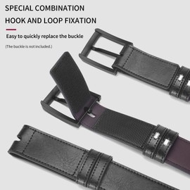 MACBORO 1-1/2" (38mm) Leather Belt Without Buckle Hook and Loop Belt Strap for Interchangeable Buckles