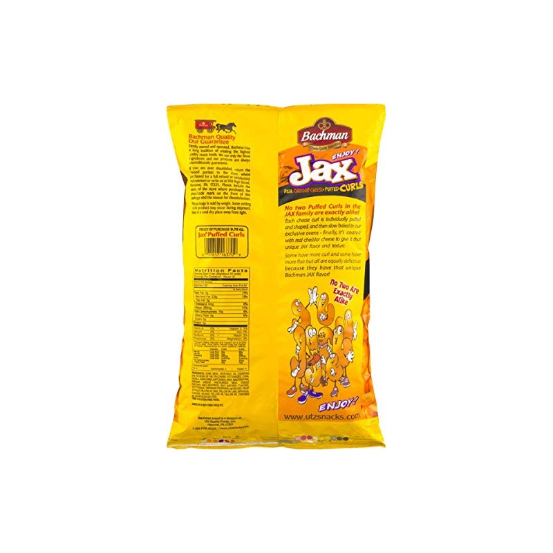 Bachman Jax Cheddar Cheese Puffed Curls 8.5 Oz Bags (3