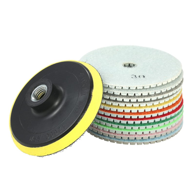 11pcs 4-inch Diamond Wet Polishing Pads Grinding Disc + 1pc