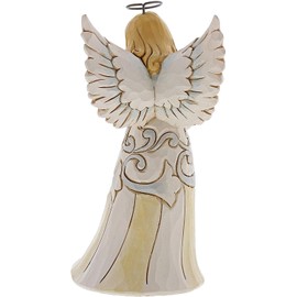 Enesco Jim Shore Heartwood Creek White Woodland Farmhouse Angel with Dog Figurine, 5.2 Inch, Multicolor