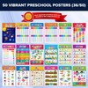 Decorably 50 Vibrant Kindergarten Learning Posters for Toddlers, 11x17in Matte-Laminated