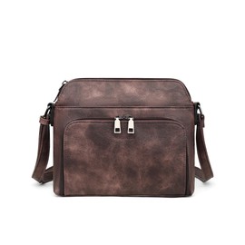 MASINTOR Crossbody Purse Bags for Women, Multi-Pocket Soft Leather Shoulder Purse, Lightweight Travel Handbag with Adjustable Strap Dark Coffee