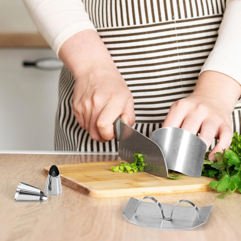 Realand 11pcs Stainless Steel Finger Guards for Cutting Food, Hand