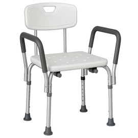 Carex Deluxe Shower Chair with Padded Arms, Shower Stool for Inside Bathroom with Arms and Back for Elderly, Handicap and Disabled, Chair for Inside Tub, Bath Seat with 300 lb Weight Capacity