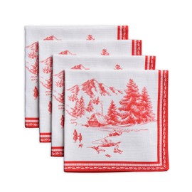 Maison d' Hermine Winter Jouy 100% Cotton Soft and Comfortable Set of 4 Napkins Perfect for Family Dinners | Weddings | Cocktail | Kitchen | Thanksgiving/Christmas (45 cm x 45 cm)