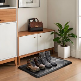 Rubber Boot Trays for Entryway, Water-Resistant Shoe Trays, Multi-Purpose Boot Mat Tray with Lip, Rubber Mat for Shoe Organizer Indoor Outdoor Use, 27.5"x16"