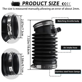 Air Intake Hose Tube with Clamps for Honda Accord V6 3.0L 2003-2007，for Acura TL V6 3.2L 2004-2006 Replacement 17228-RCA-A00 696-001