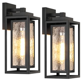Water Ripple Outdoor Wall Lantern, Exterior Porch Light Fixture Black, 2 Pack Waterproof Wall Lights Fixture, Outside Garage Sconce Lighting, Porch Light Fixture, Mount Lamp, for Patio Outdoor Indoor