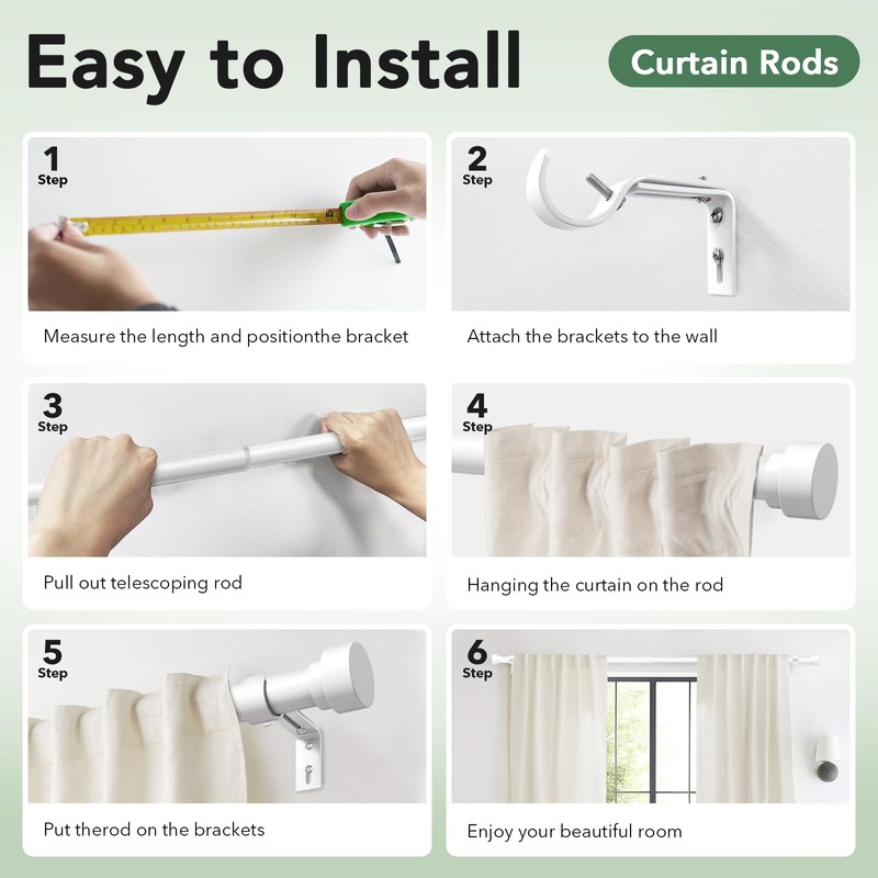 IFELS 2 Pack Heavy Duty Curtain Rods for Windows 28