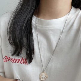 FORUBUS Abstract Half Human Face Pendant Necklace, Funky Style Plaster Statue Face Charm Necklace for Women Men Hippie Stylish Streetwear Jewelry-human face