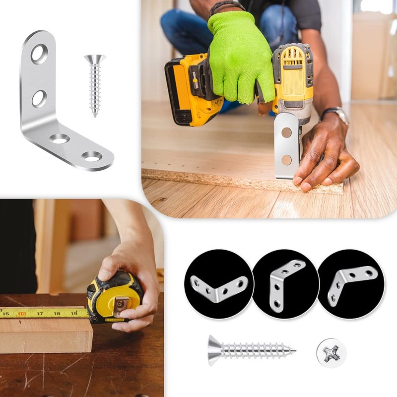 GAOHUI Angle Brackets, 10pcs Corner Brackets for Wood, Stainless L