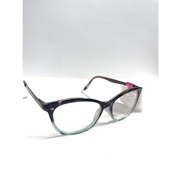 Foster Grant EZ2C Nellie havana teal reading glasses +2.50, Clear