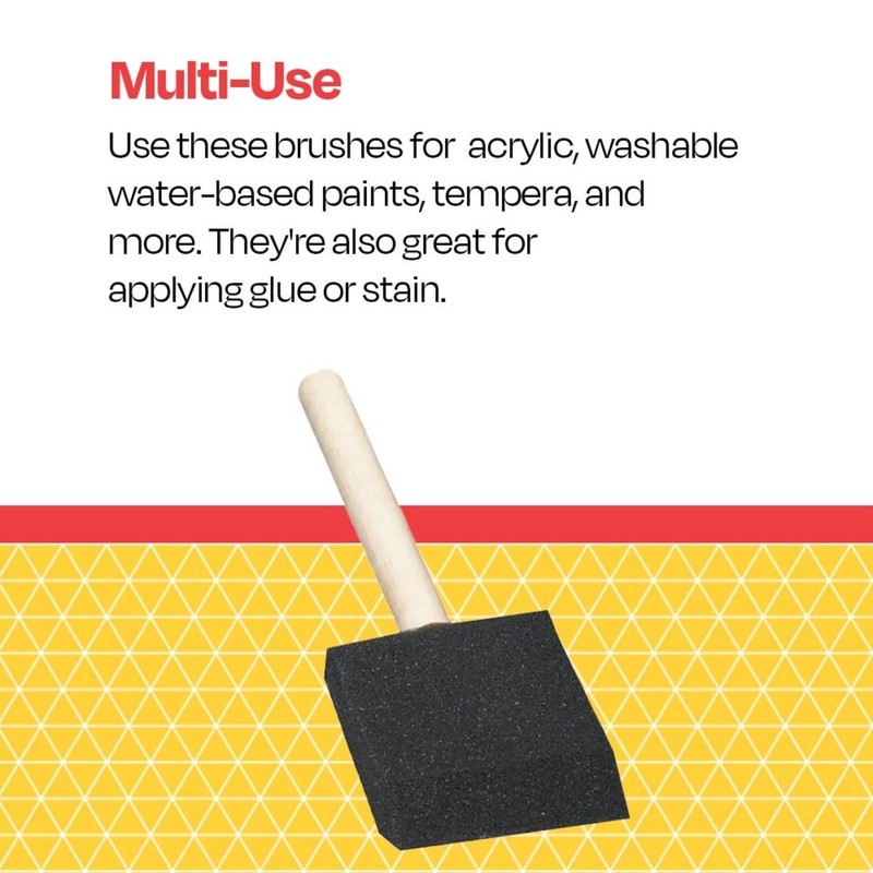 School Smart Wedge Foam Wood Handle Paint Brush, 2 Inches,