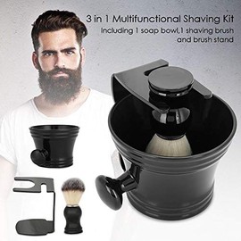 Kit Cuidado Barba Juego Brochas Afeitar Soporte Tazón Jabón Herramienta Afeitado Hombres Regalo Perfecto