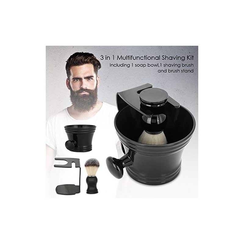 Kit Cuidado Barba Juego Brochas Afeitar Soporte Tazón Jabón Herramienta