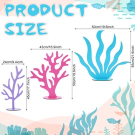 Amyhill 3 Pcs Large Under The Sea Corals Seaweed Wooden Decoration Mermaid Party Under The Sea Party Decorations for Ocean Theme Mermaid Birthday Decor Party Photography Props