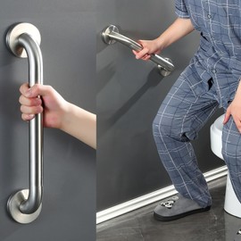 Pack of 2 Shower Handles, 30 cm Stainless Steel Grab Bars for Seniors, Shower Handle for Wall Mounting, Shower Handle for Bathtub, Toilet, Bathroom, Kitchen, Stairs