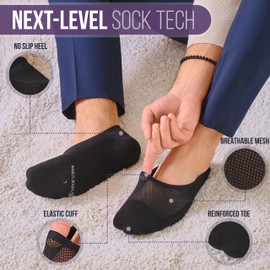 No Show Socks Men & Women - Non Slip Short Socks Low Cut Ankle No See Invisible in Loafer Sneaker Boat, 6 Pack, 9-10 Black