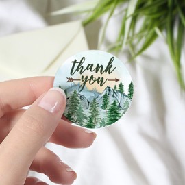 Little Adventurer Baby Shower Party Favor Thank You Stickers - Wilderness Adventure Themed Envelope Seals, Candy Stickers - 1.75 in. Round - 40 Labels