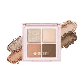 DAISY DOLL by MARY QUANT Eye Draw Shadow 01 Almond Latte, Nude Beige, 0.2 oz (5.2 g), Transparency x High Brightness Glitter, Luxurious Silk Eye, Delicate Pearl, High Adhesion, 4 Color Palette