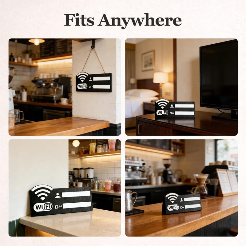 1 PCS Cartello WiFi in Legno con Pennarello, 22x10 cm,
