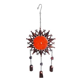 Comfy Hour Sun Moon Face - Carillón de viento para colgar en casa y jardín (58,4 cm), color rojo y marrón