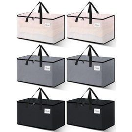 NATURELUX Heavy Duty Moving Bags - Extra Large Packing Bags and Storage Totes, Collapsible and Foldable Option for Moving and Storage, Multicolored, 93 L - 6 Pack